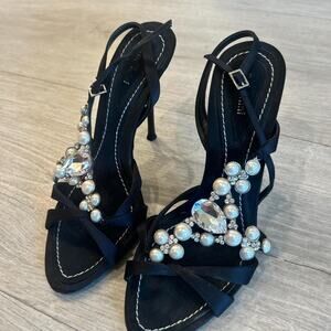 Baldinini heels with diamonds and pearls. Size 7.5